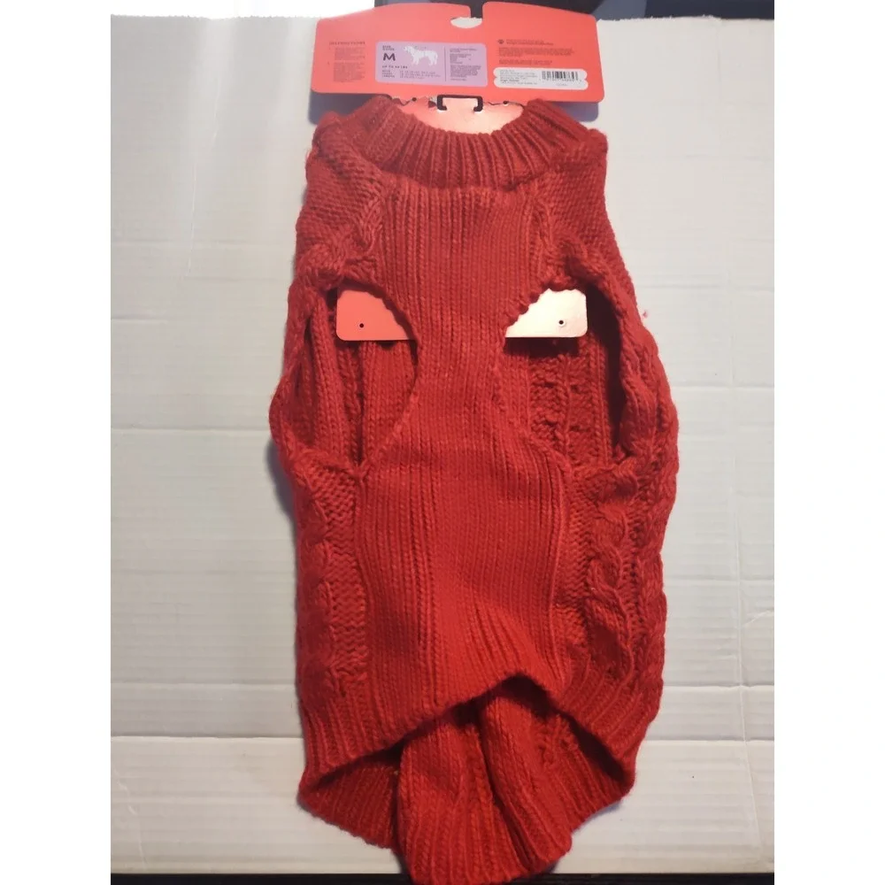 Boots & Barkley Size Medium (up to 40lbs) Red Cable knit Pet Sweater